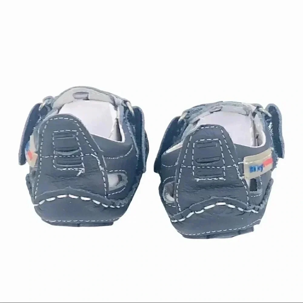 RILEYROOS SANDALS 3-6 MONTHS CHESSIE NAVY BABY WALKERS CLOSED TOE LEATHER SHOES - Picture 9 of 15
